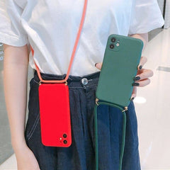 "Crossbody Phone Case with Lanyard Strap – Hands-Free Silicone Cover"