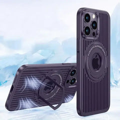 Breathable Magnetic Stand Case for 12 pro max اللون الاسود