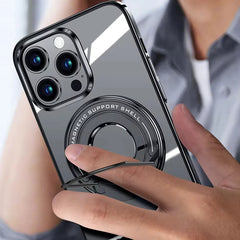 Colorful Frame Phone Case with Invisible Kickstand Clear Cover for iPhone - purple