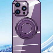 Colorful Frame Phone Case with Invisible Kickstand Clear Cover for iPhone - purple