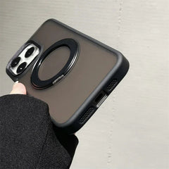 Matte Shockproof Magnetic Ring Case for iPhone 16 Plus – Elegant Soft Silicone Back Cover with Metal Camera Frame