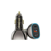 شاحن سيارة شفاف RCC-N21 بقوة 95 واط بتقنية PD3.0+QC3.0 مع شاشة رقمية - أسود