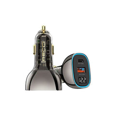 شاحن سيارة شفاف RCC-N21 بقوة 95 واط بتقنية PD3.0+QC3.0 مع شاشة رقمية - أسود
