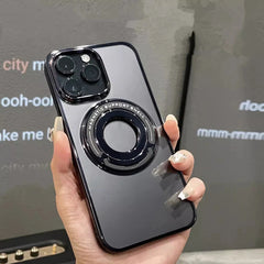 Colorful Frame Phone Case with Invisible Kickstand Clear Cover for iPhone - purple