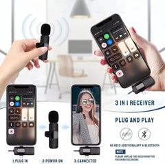 K15 Wireless Lavalier Microphone with Noise Reduction for Phone and Camera