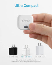 Anker USB C Charger, Fast Charger with Foldable Plug - 20W Cube Charger (With Cable)