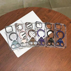 Wireless Charging Dual Metal Ring Holder Case for iPhone  With Lanyard Strap Case