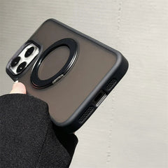 Matte Shockproof Magnetic Ring Case for iPhone 16 Plus – Elegant Soft Silicone Back Cover with Metal Camera Frame