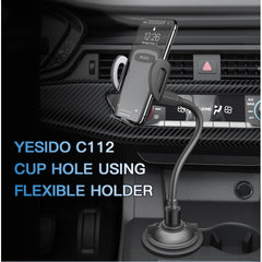 Auto Extending Clamp Arm Long Flexible Arm Car Cup Phone Holder - yesido c112