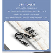 YESIDO Multi Function Storage Box 6 in 1 design Usb Data Cable For Mobile Phone - CA114