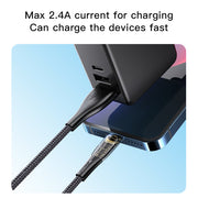 YESIDO 1.2M USB to Lighting Data Cable | USB to Type-C Nylon Braided 2.4A Fast Charging Data Cable - CA104