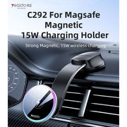 Free Rotating LED Breathing Indicator Light Max 15W Fast Charging Wireless Phone Holder - yesido C292