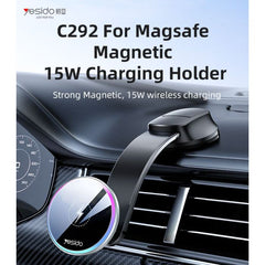 Free Rotating LED Breathing Indicator Light Max 15W Fast Charging Wireless Phone Holder - yesido C292