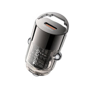 Aluminum Alloy Transparent Shell Pull Ring Design PD45W Fast Charging Mini Hidden Car Charger - yesido y67
