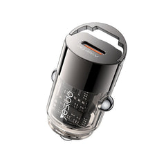 Aluminum Alloy Transparent Shell Pull Ring Design PD45W Fast Charging Mini Hidden Car Charger - yesido y67