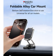 YESIDO 360 Rotation Zinc Alloy 6*N42 Magnets Foldable Magnetic Car Phone Holder - C222