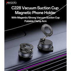 360 Rotation Foldable Clamp Arm Magnetic Vacuum Suction Cup Car Phone Holder Innovative Design - yesido c228
