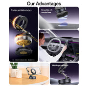 360 Rotation Foldable Clamp Arm Magnetic Vacuum Suction Cup Car Phone Holder Innovative Design - yesido c228