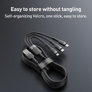 Yesido CA91 3A 3 in 1 USB to 8 Pin+USB-C/Type-C+Micro USB Aluminum Alloy Data Cable (Black)