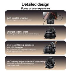 ⁧حامل هاتف Yesido C272 يدور 360 درجة في وحدة التحكم المركزية للسيارة (أسود)⁩