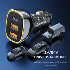 Recci 3 Ports Journey Transparent Car Charger RCC-N18