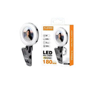 PLOKAMA LED U20 - مصباح سيلفي محمول قابل لإعادة الشحن مع 3 أوضاع ألوان و6 مستويات سطوع ودوران 180° ومرآة مدمجة للهاتف والفيديو