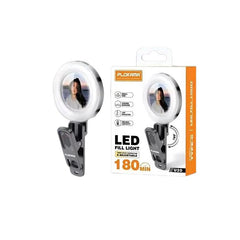 PLOKAMA LED U20 - مصباح سيلفي محمول قابل لإعادة الشحن مع 3 أوضاع ألوان و6 مستويات سطوع ودوران 180° ومرآة مدمجة للهاتف والفيديو