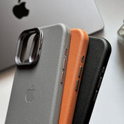 high quality leather case with camera stand for iphone