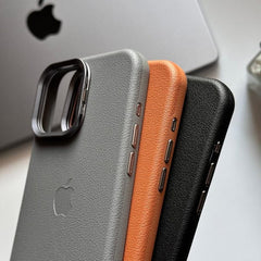 high quality leather case with camera stand for iphone