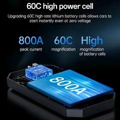 YESIDO VC11 Car Jump Starter and Portable Power Supply, 6000mAh Battery, 800A Current, Suitable for 12V Gasoline and Diesel Engines