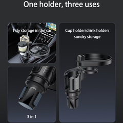 3 in 1 Car Multi-function Tray Water Cup Holder(Black) - yesido C180
