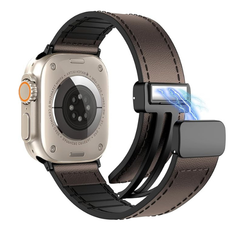 Leather Magnetic Buckle Design Strap For apple 42/44/45/49 mm