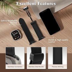 Leather Magnetic Buckle Design Strap For apple 42/44/45/49 mm