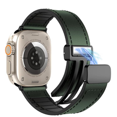 Leather Magnetic Buckle Design Strap For apple 42/44/45/49 mm