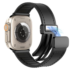 Leather Magnetic Buckle Design Strap For apple 42/44/45/49 mm