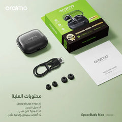 oraimo SpaceBuds Neo سماعات أذن مكانية لاسلكية حقيقية اللون الاسود